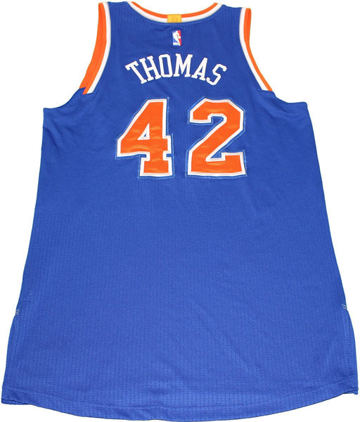 Lance Thomas New York Knicks 2015-16 Game Used #42 Blue Jersey (2/19/2016 at Brooklyn Nets) (2XL) (NKN02783)