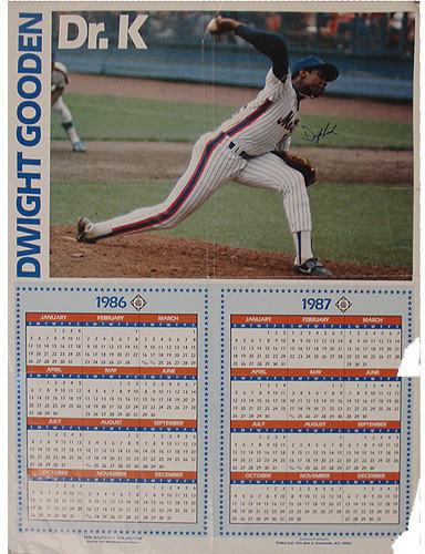 Dwight Gooden  Autographed 1986/1987 Calender (Greer Johnson)