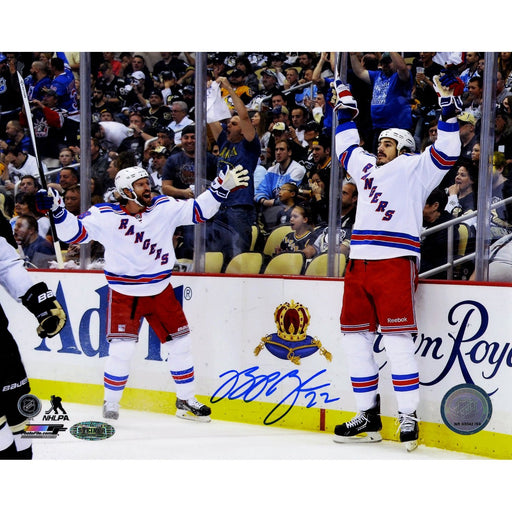 Brian Boyle Signed Celebrating Game 7 Goal vs Penguins with Moore 8x10 Photo - Imperfect