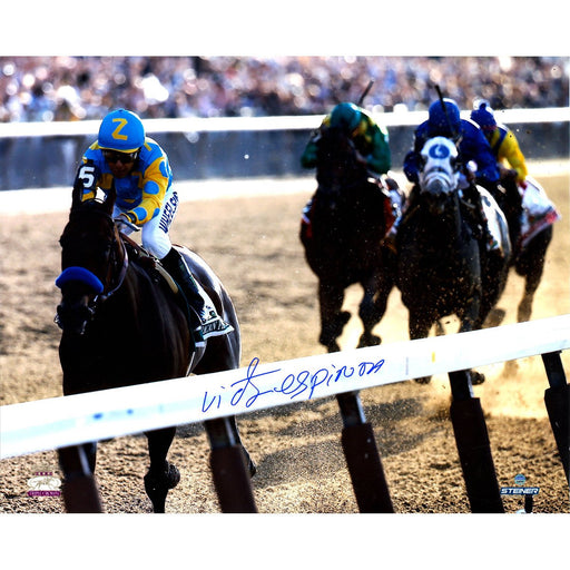 Victor Espinoza Signed American Pharoah Final Stretch Close Up 2015 Belmont Stakes 16x20 Photo