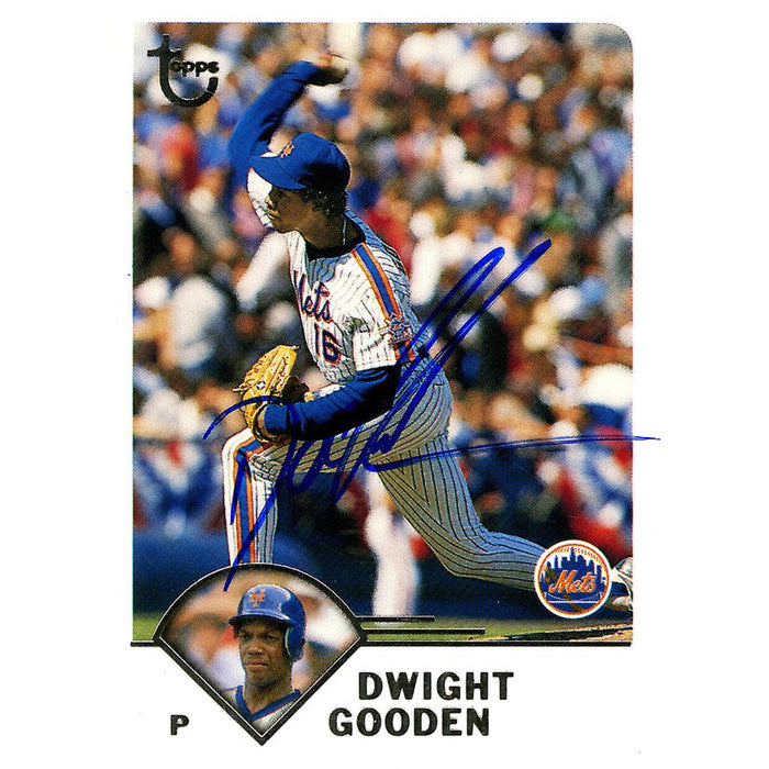Dwight Gooden Signed 2003 Topps Card - Mets - 1/2 way through pitch