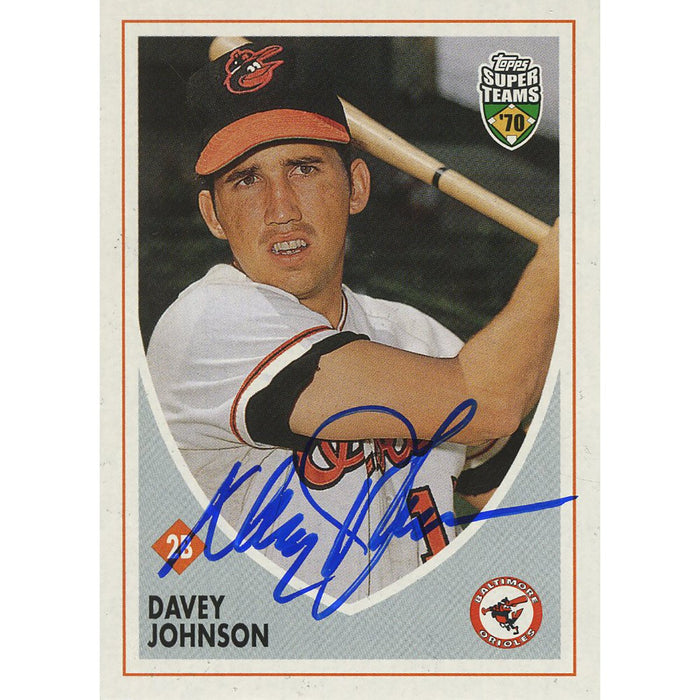 Davey Johnson Signed 2002 Topps Card - Orioles - Close up/batting stance