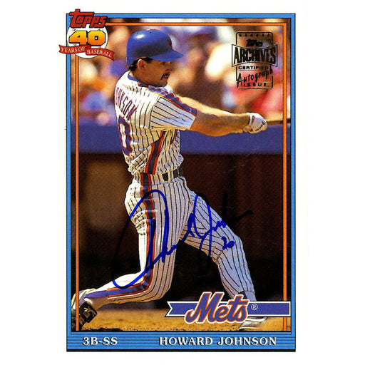 Howard Johnson Signed 2003 Topps Card - Mets - Side view swinging