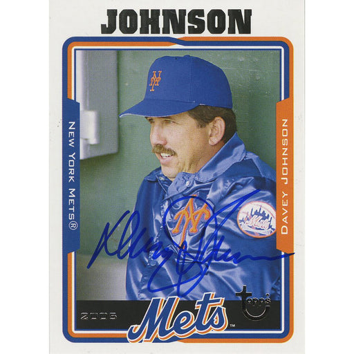 Davey Johnson Signed 2005 Topps Card - Mets - Portrait - Sitting on bench side view