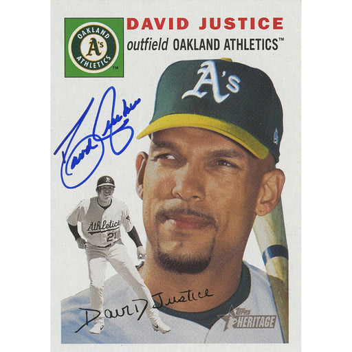 David Justice Signed 2003 Topps Card - Athletics - "Topps Heritage" - Portrait