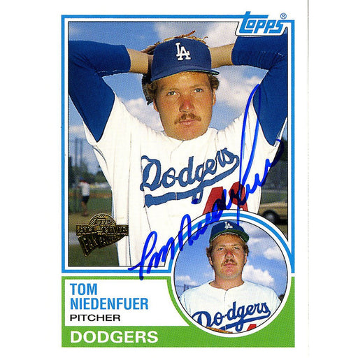 Tom Niedenfuer Signed 2005 Topps Card All Time Fan Favorite - Dodgers - portrait/hands behind head