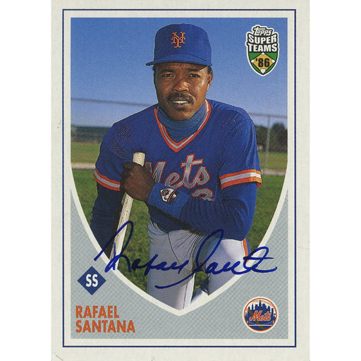 Rafael Santana Signed 2002 Topps Card - Mets - "Topps Super Teams '86" - kneeling