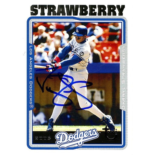 Darryl Strawberry Signed 2005 Topps Card - Dodgers - Swinging through