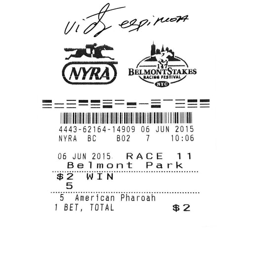 Victor Espinoza Signed 2015 Belmont Stakes $2 Win Ticket Triple Crown Winning Race