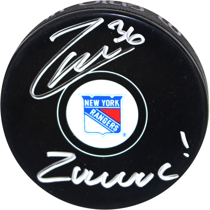 Mats Zuccarello Signed New York Rangers Puck w/ "Zuuuuuc" insc