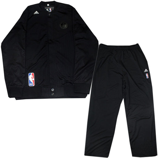 Alan Anderson Uniform - Brooklyn Nets 2013-2014 Season Game Used #6 Black w/ Black Team Logo On Heart Long Sleeve Warmup Jacket w/ Black Warmup Pants