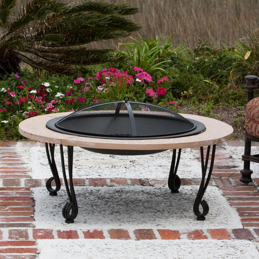 Fire Sense Cast Iron Rim Stone Finish Fire Pit