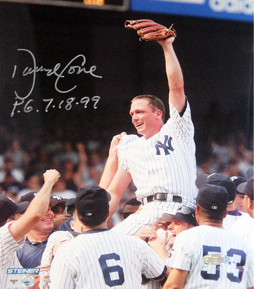 David Cone Perfect Game Carry Off Vertical 8x10 Photo w/ "PG 7/18/99" Insc