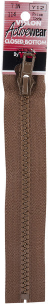 Vislon Closed Bottom Zipper, 7-inch, Chestnut