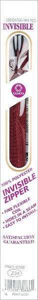 Invisible Zipper 20" to 22" -Barberry Red