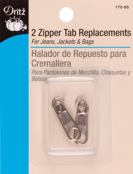 Zipper Tab Replacement 2/Pkg-Nickel