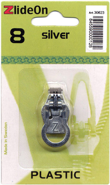 ZlideOn Zipper Pull Replacements Plastic 8-Silver