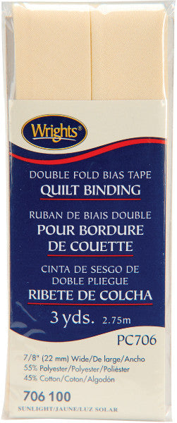 Double Fold Quilt Binding 7/8" 3 Yards-Sunlight