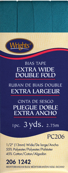 Double Fold Bias Tape 1/2" 3 Yards-Mediterranean