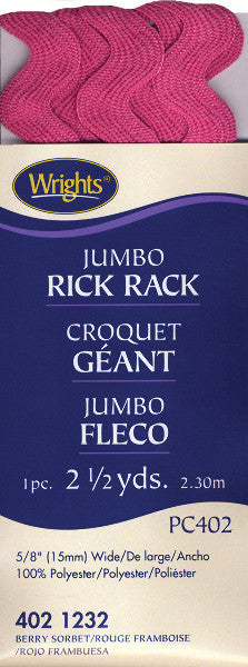 Jumbo Rick Rack 5/8" 2-1/2 Yards-Berry Sorbet