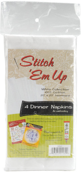 Stitch 'em Up Embroidery Dinner Napkins, 4-Pack