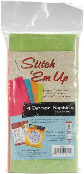 Embroidery Dinner Napkins, Bright Collection