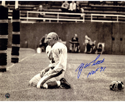 Y.A. Tittle Signed Agony of Defeat Blood 8x10 Photo  w/ "HOF" Insc.