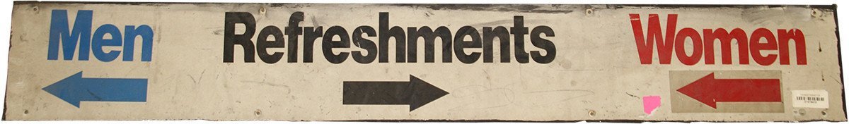 Men Refreshments Women and arrows Sign from Yankee Stadium 8x48x8