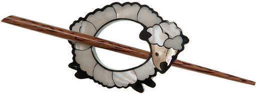 Inlaid Shell Shawl Pin, White Sheep