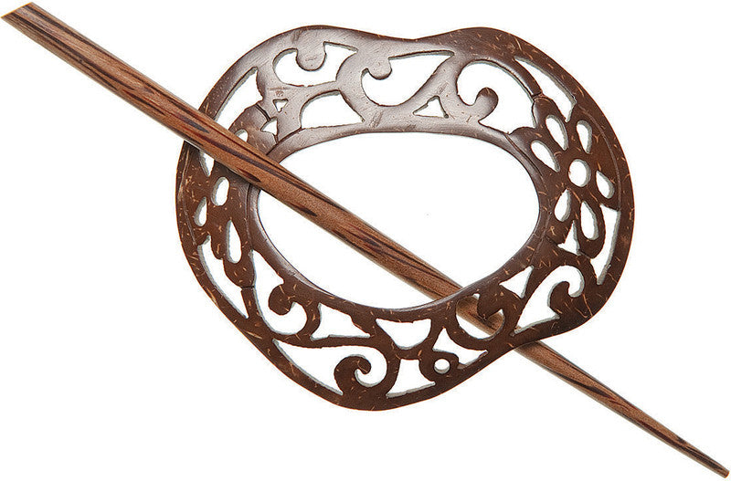 Coconut Scrolled Freeform Shawl Pin