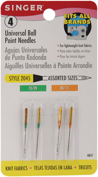 Ball Point Machine Needles-Size 9/70 & 11/80 4/Pkg