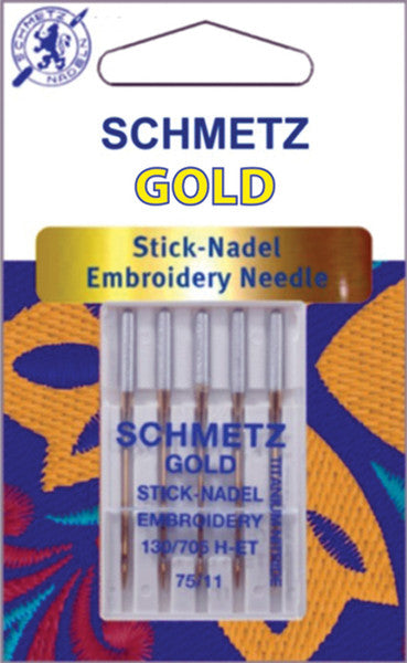 Gold Embroidery Machine Needles-Size 11/75 5/Pkg