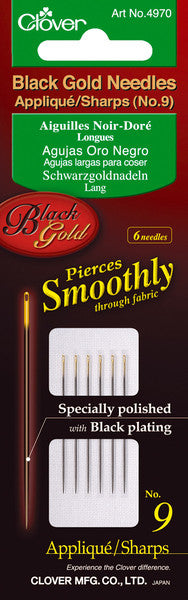 Black Gold Applique/Sharps Needles-Size 9 6/Pkg