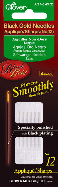 Black Gold Applique/Sharps Needles-Size 12 6/Pkg