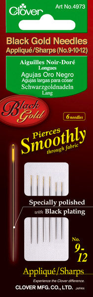 Black Gold Applique/Sharps Needles-Size 9/10/12 2