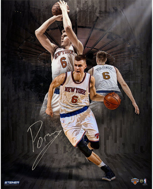 Kristaps Porzingis Signed New York Knicks Three Image Montage 16x20 Photo