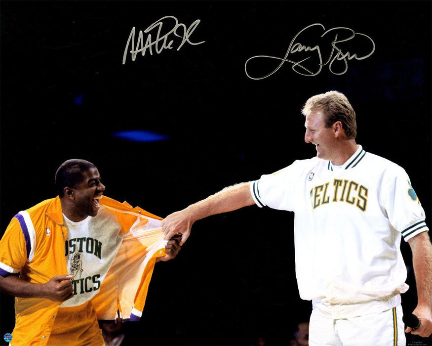 Magic Johnson and Larry Bird Dual Signed Retirement 16x20 Photo