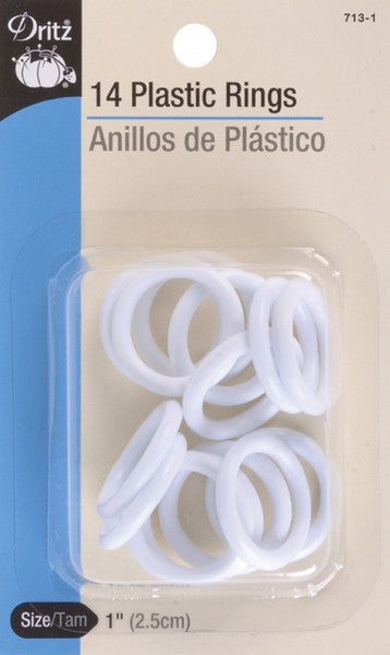 Plastic Rings 1" 14/Pkg-White