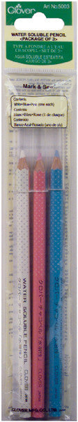 Water Soluble Pencil-White, Pink & Blue 3/Pkg