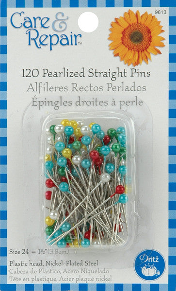 Pearlized Straight Pins-Size 24 120/Pkg Assorted C