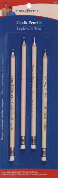 Fons & Porter Chalk Pencils 4/Pkg-White, Blue, Gra