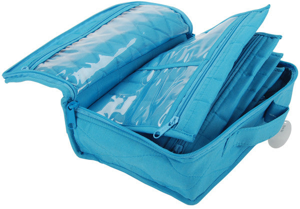 Quilted Cotton Large Organizer-7.2"X9.5"X3.2" Aqua