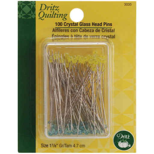 Dritz Quilting Crystal Glass Head Pins-1-7/8" 100/