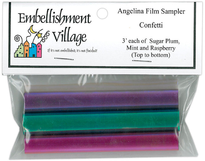 Angelina Film Sampler 4"X3' 3/Pkg-Confetti -Raspbe