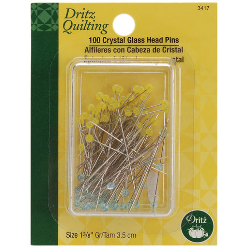 Dritz Quilting Crystal Glass Head Pins-1-3/8" 100/