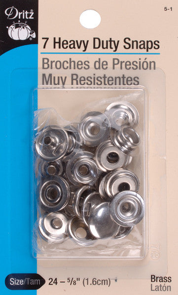 Heavy Duty Snaps 5/8" 7/Pkg-Nickel