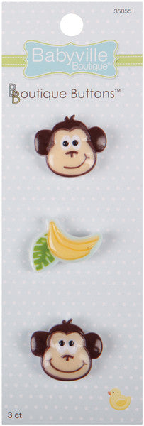 Babyville Boutique Buttons, Monkey & Bananas