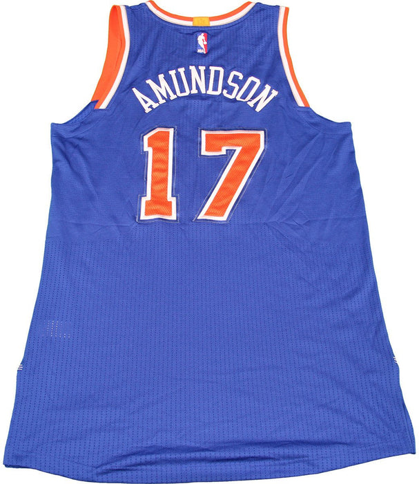 Lou Amundson Jersey - NY Knicks 2015-16 Game Used #17 Blue Jersey (11/10/2015 vs. Toronto Raptors) (2XL) (NKN03985)