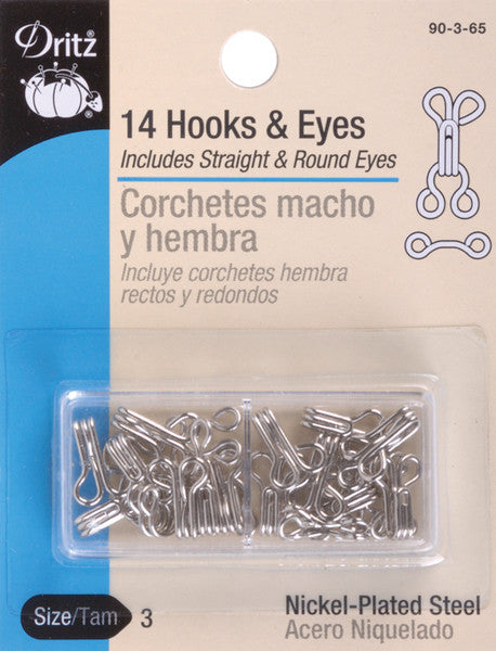 Hooks & Eyes Size 3 14/Pkg-Nickel