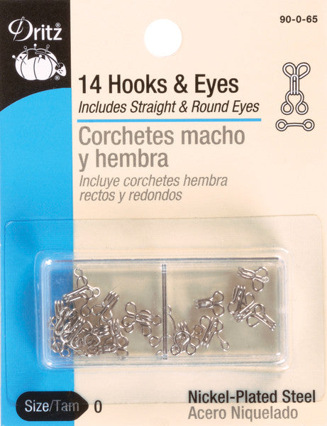 Hooks & Eyes Size 0 14/Pkg-Nickel